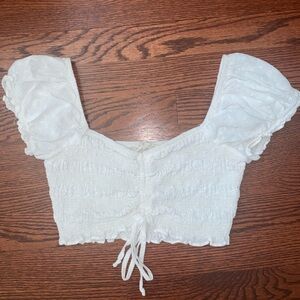 L.A. Hearts Eyelet Crop Top White